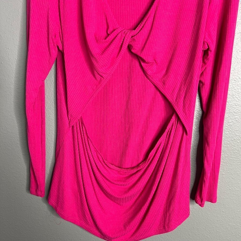 NWOT Eloquii Ribbed Long Sleeve Pink Top Open Back Stretchy Plus Size 18 / 20 - Picture 8 of 9